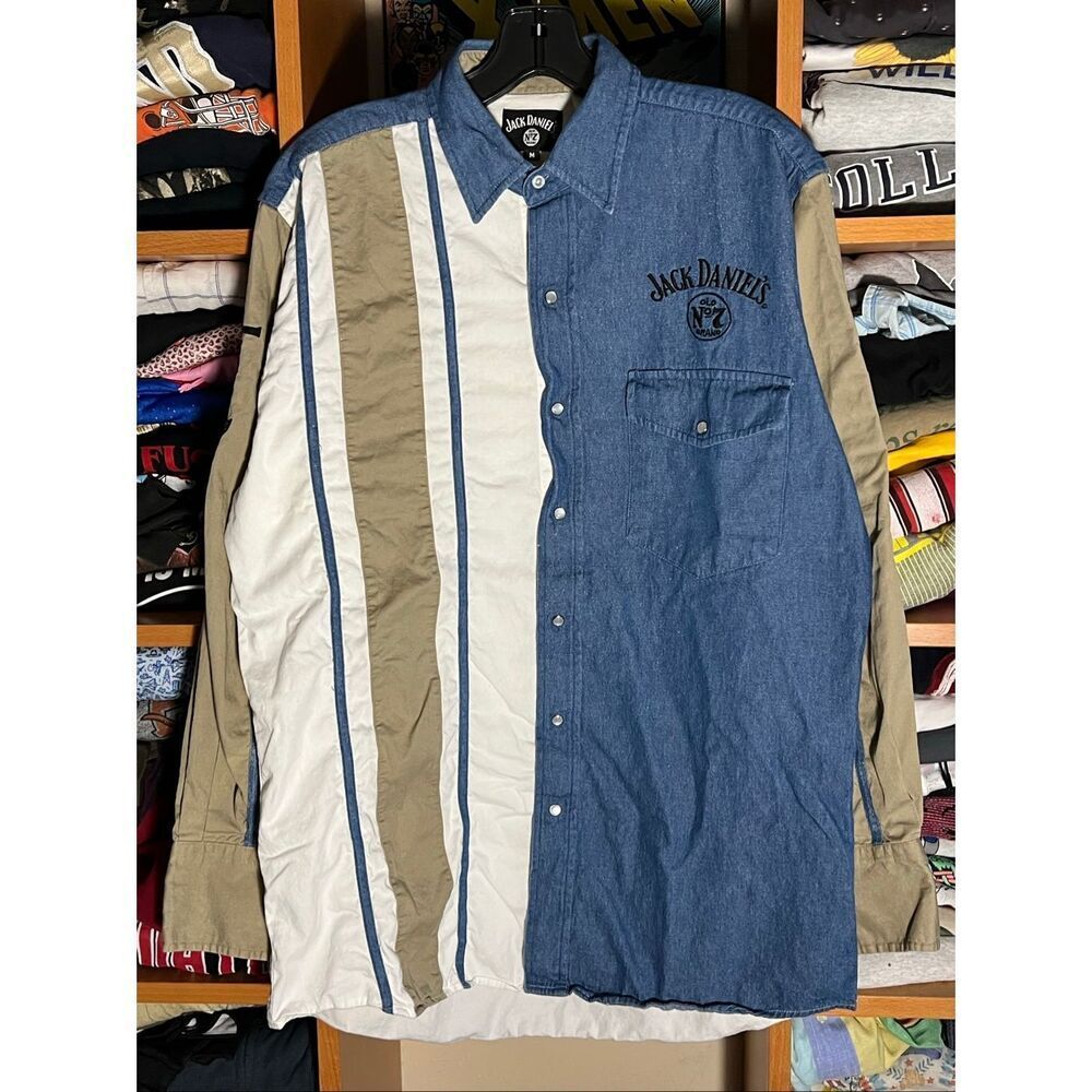 Vintage Jack Daniel’s Western Pearl Snap Denim Long Sleeve Button Shirt Medium